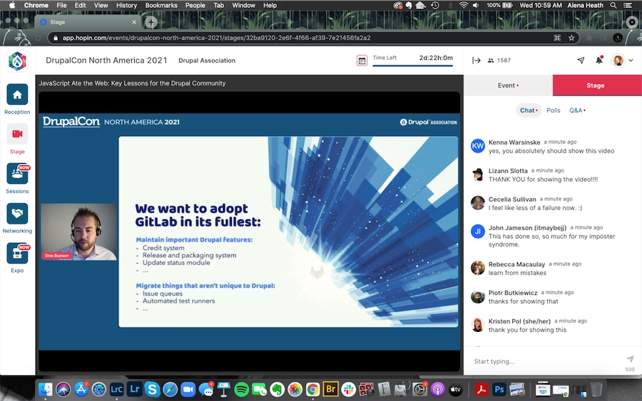 Drupal.org の Gitlabにおける目標と、参加者からのポジティブなフィードバック（チャットにて）