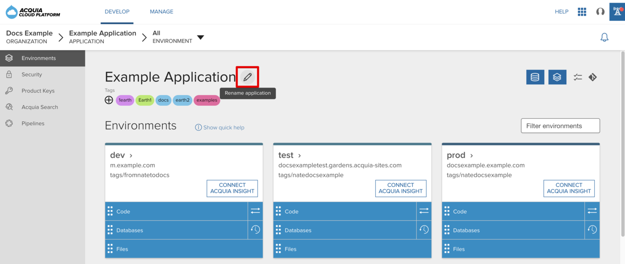 Acquia Cloud Platform GUI