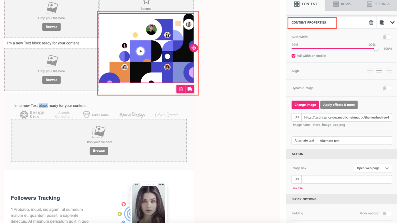 Campaign Studio's Email builder