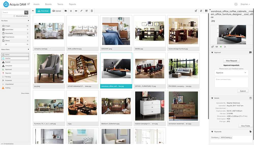 アクイアDAMの管理画面のスクリーンショット