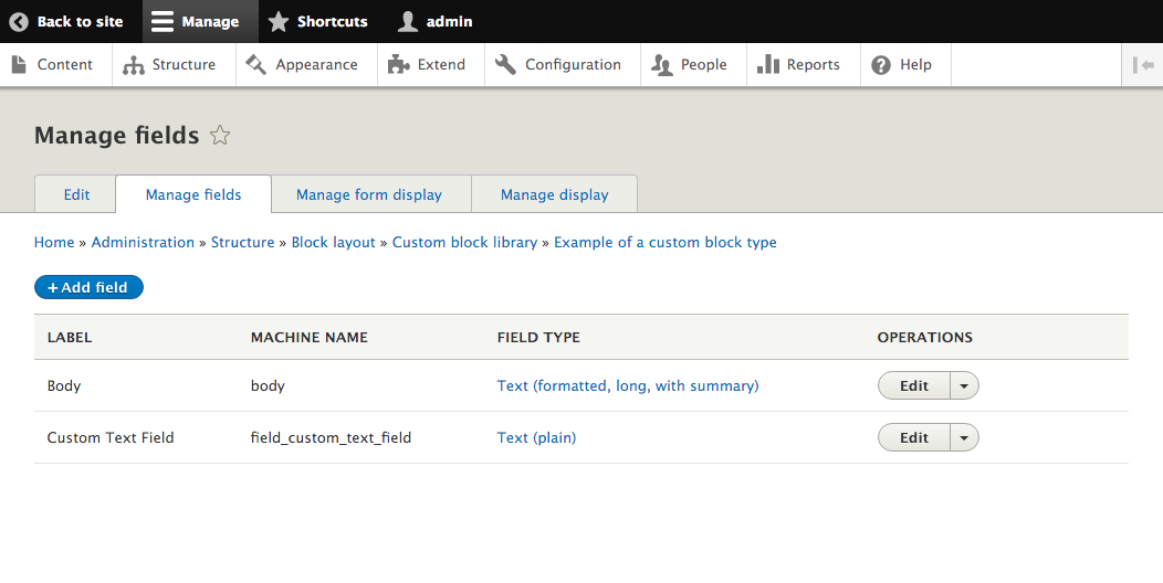 Drupal8ではブロックにフィールドが設定可能