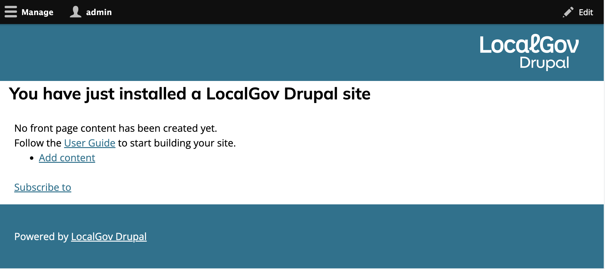 インストール終了後に表示されるページ
