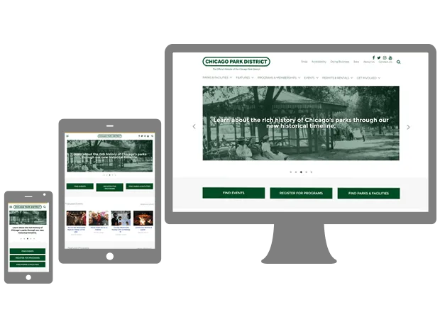 シカゴ公園局のウェブサイト